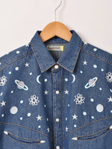 Emerald Motel スペース柄 刺繍 ウエスタン デニムシャツ