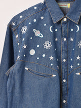 Emerald Motel スペース柄 刺繍 ウエスタン デニムシャツ