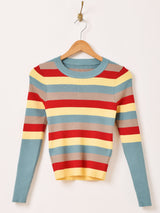 【2色展開】Meridian マルチボーダー柄 セーター