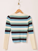 【2色展開】Meridian マルチボーダー柄 セーター