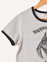 【2色展開】Elcamino パイル生地 プリント リンガーTシャツ