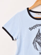 【2色展開】Elcamino パイル生地 プリント リンガーTシャツ