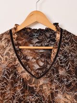 花柄 レース カットソー