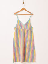 【2色展開】Emerald Motel カラフルストライプ メッシュ キャミソールワンピース