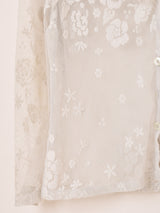 イタリア製 ファーカラー 長袖 レースシャツ