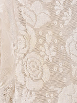 イタリア製 ファーカラー 長袖 レースシャツ