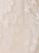 イタリア製 ファーカラー 長袖 レースシャツ