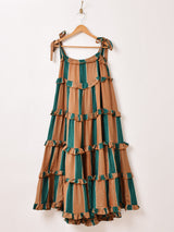 【2色展開】Emerald Motel ストライプ フリル ティアード キャミソールワンピース