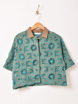 【2色展開】Emerald Motel 2トーン 刺繍 オープンカラー 半袖シャツ