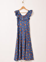 【2色展開】Meridian 花柄 フリル ノースリーブワンピース