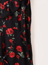 【2色展開】Meridian 花柄 フリル ノースリーブワンピース