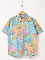 Emerald Motel マップ柄 半袖シャツ