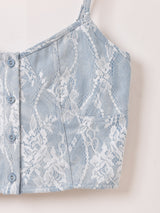 【2色展開】Meridian デニム レース ビスチェ