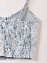 【2色展開】Meridian デニム レース ビスチェ