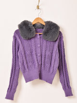 【3色展開】Meridian ファーカラー カーディガン