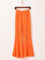 【3色展開】Meridian フリルレース フレアパンツ
