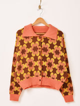 【2色展開】Meridian 花柄 襟付き カーディガン