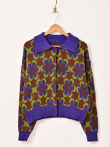 【2色展開】Meridian 花柄 襟付き カーディガン