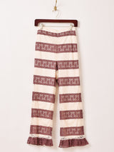 【2色展開】Meridian ボーダー柄 フリル レースパンツ