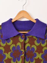 【2色展開】Meridian 花柄 襟付き カーディガン