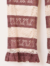 【2色展開】Meridian ボーダー柄 フリル レースパンツ