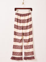 【2色展開】Meridian ボーダー柄 フリル レースパンツ