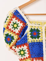 Elcamino グラニースクエア 半袖 クロシェカーディガン