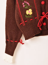 【3色展開】Elcamino フラワー刺繍 襟付き チロル風カーディガン