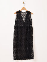 【2色展開】Meridian 花柄 チュール ノースリーブワンピース