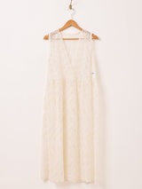 【2色展開】Meridian 花柄 チュール ノースリーブワンピース