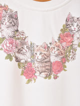 Meridian 猫と花 プリントスウェットシャツ