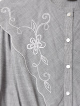 セーラーカラー 刺繍 長袖ワンピース