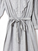 セーラーカラー 刺繍 長袖ワンピース