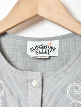 セーラーカラー 刺繍 長袖ワンピース