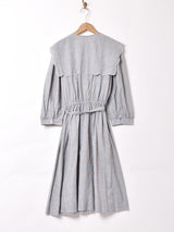 セーラーカラー 刺繍 長袖ワンピース