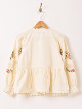 【2色展開】Emerald Motel フラワー刺繍 コットンレース 長袖ブラウス