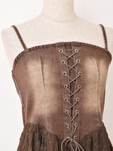 【2色展開】Meridian デニム レースアップ キャミソールワンピース