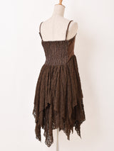 【2色展開】Meridian デニム レースアップ キャミソールワンピース