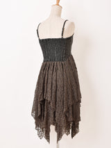 【2色展開】Meridian デニム レースアップ キャミソールワンピース