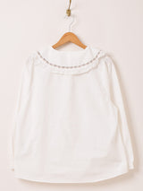 Meridian ビッグカラー 刺繍 長袖ブラウス