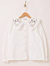 Elcamino ビッグカラー 刺繍 長袖ブラウス