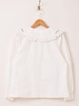 Elcamino ビッグカラー 刺繍 長袖ブラウス