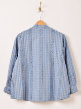 【2色展開】Meridian チェック柄 フリル ボウタイブラウス