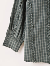 【2色展開】Meridian チェック柄 フリル ボウタイブラウス