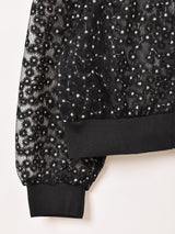 Meridian 花柄 チュール ジップアップ 長袖ブラウス