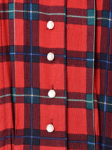 チェック レースカラー 長袖ワンピース