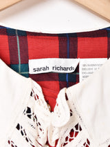 チェック レースカラー 長袖ワンピース