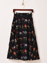 【2色展開】Meridian フラワー刺繍 スカート