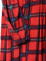 チェック レースカラー 長袖ワンピース