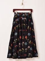 【2色展開】Meridian フラワー刺繍 スカート